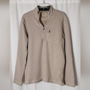 Woolrich Men's Beige 1/2 Zip Long Sleeve Top.